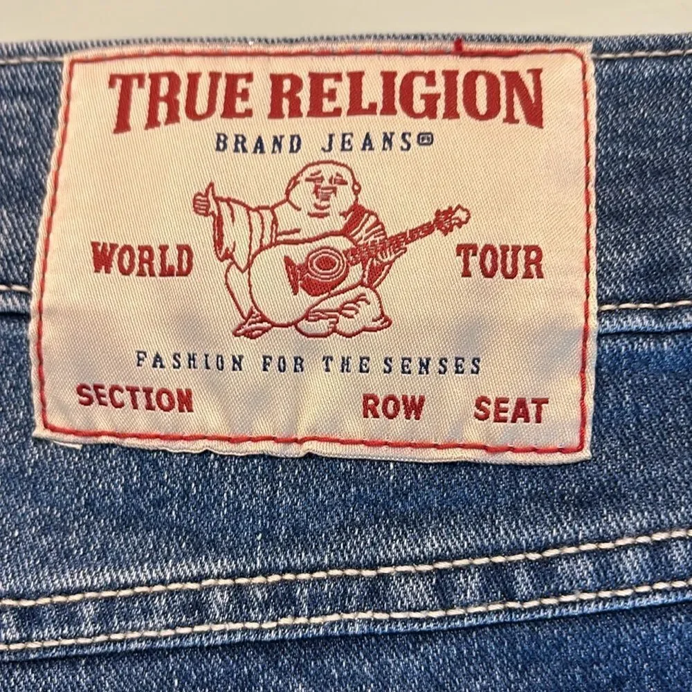 True Religion NWT jeans 32 GENO an flap slim dark blue wash faded very stretchy